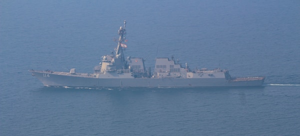 201105-N-N0146-1589 ARABIAN GULF (Nov. 05 2020) The guided-missile destroyer USS Ralph Johnson (DDG 114), Kuwait Naval Force missile boat Al- Saadi (P 3723), Kuwait Coast Guard fast patrol boat Marzoug (P 314) and U.S. Coast Guard patrol boats USCGC Aquidneck (WPB 1309) and USCGC Monomoy (WPB 1326) steam in formation during a joint maritime security patrol exercise in the Arabian Gulf, Nov. 5. Ralph Johnson is part of Nimitz Carrier Strike Group and is deployed to the U.S. 5th Fleet area of operations to ensure maritime stability and security in the Central Region, connecting the Mediterranean and Pacific through the Western Indian Ocean and three critical chokepoints to the free flow of global commerce.