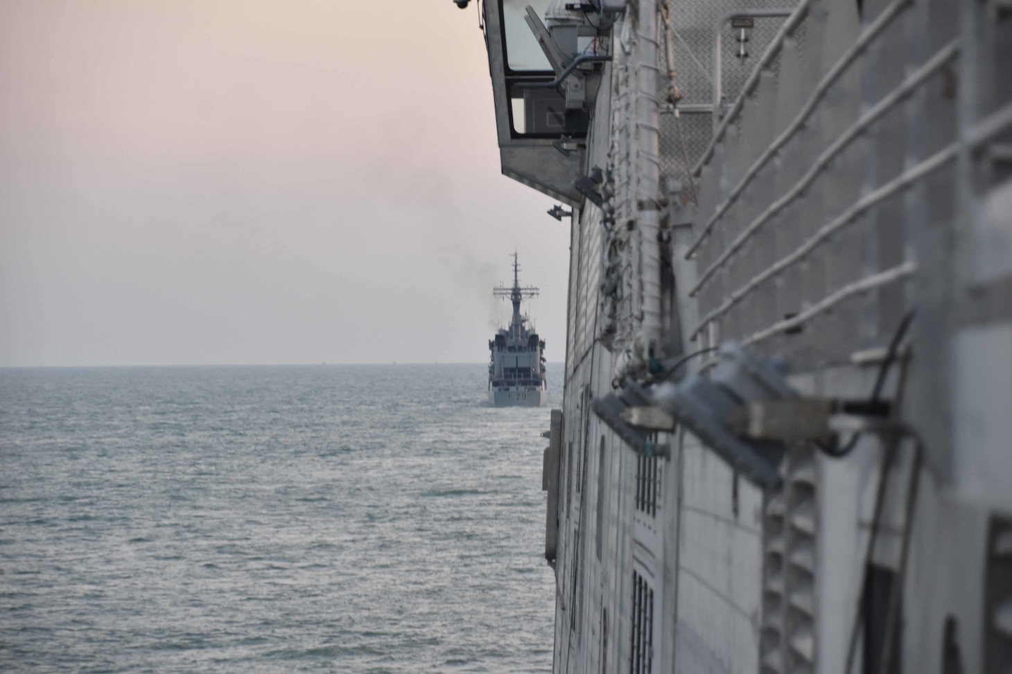 BAY OF BENGAL (Nov. 5, 2020) Ships from the Bangladesh Navy meet with USNS Millinocket (T-EPF 3) in the Bay of Bengal as part of the sea phase of Cooperation Afloat Readiness and Training (CARAT) Bangladesh 2020. This year marks the 26th iteration of CARAT, a multinational exercise designed to enhance U.S. and partner navies' abilities to operate together in response to traditional and non-traditional maritime security challenges in the Indo-Pacific region.