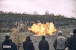 Members of the New York, Vermont and Puerto Rico National Guard viewed blast demonstrations and conducted crater analysis during a five-day Post Blast Investigators School training led by the FBI at a rock quarry in Jamesville, N.Y., Oct. 27, 2020.