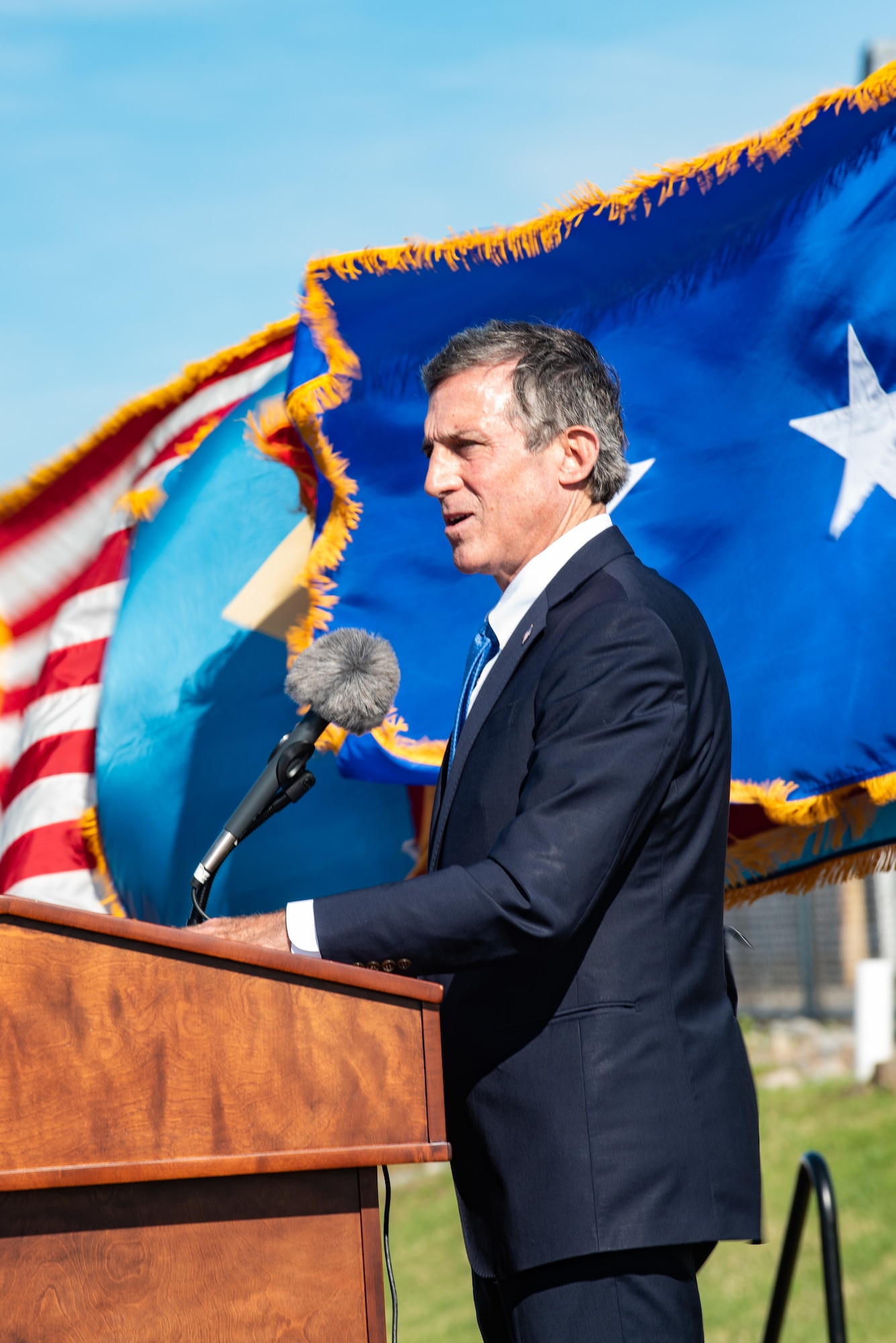 Delaware Gov. John Carney memorializes MG Timmons, Oct. 15, 2020. MG Timmons was remembered at a celebration of life ceremony that took place on the flightline of the Delaware National Guard Aviation Facility, in New Castle, Del. (U.S. Air National Guard photo by Mr. Mitch Topal)