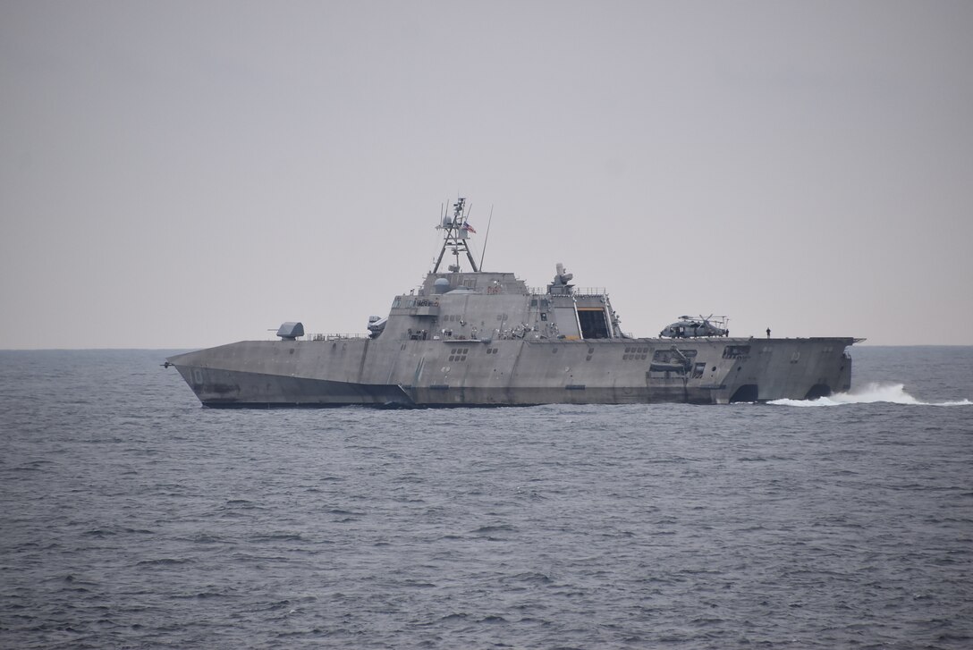 USS Gabrielle Giffords (LCS 10) operates off the coast of Manta, Ecuador.