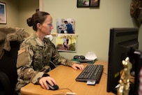 Lt. Col. Sarah Davis, clinical nurse assigned to the 158th Medical Group, Vermont Air National Guard, conducts training at the Vermont Air National Guard base, South Burlington, Vt., Nov. 7, 2020. In September, Vermont Guardsmen hosted a virtual trauma training with North Macedonia, its partner under the State Partnership Program.