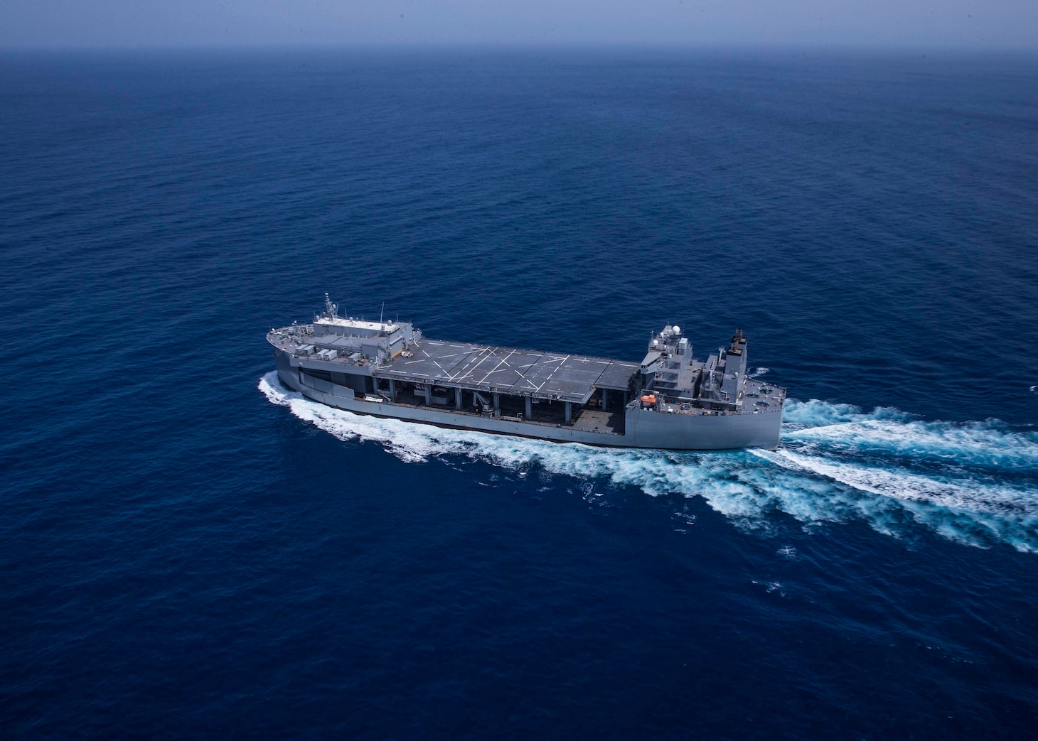 The Expeditionary Sea Base USS Hershel “Woody” Williams (ESB 4) sails in the Atlantic Ocean