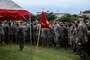 A U.S. Marine leads Marines in singing “The Marines’ Hymn” in celebration of the Marine Corps’ 245th birthday on Camp Kinser, Okinawa, Japan, Nov. 9.