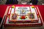 U.S. Marines celebrate the 245th Marine Corps Birthday with a cake cutting ceremony at the Goettge Memorial Field House on MCB Camp Lejeune, North Carolina, Nov. 5.