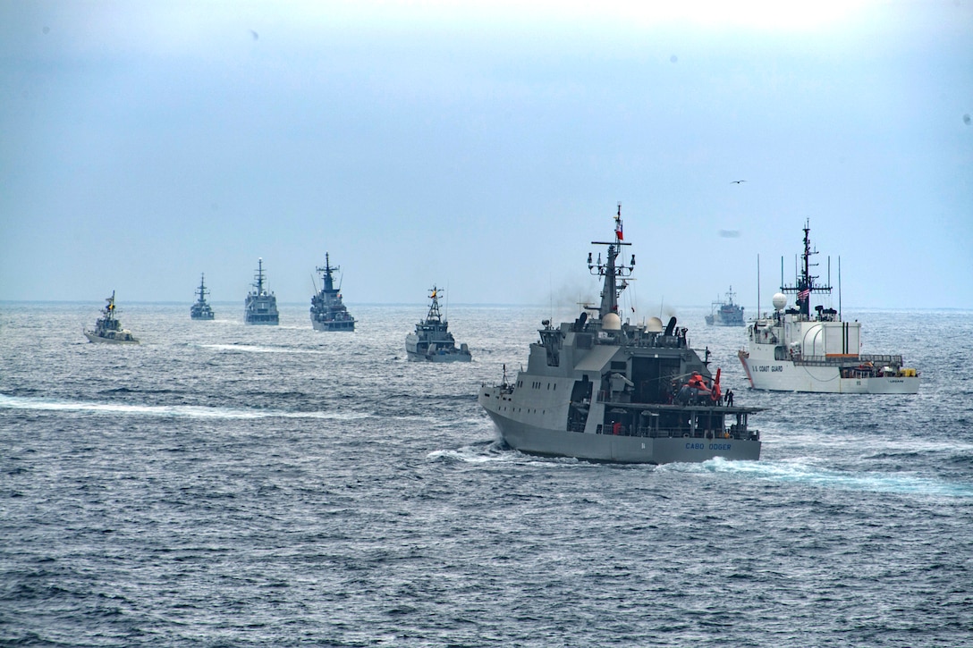 International naval ships train during UNITAS LXI.