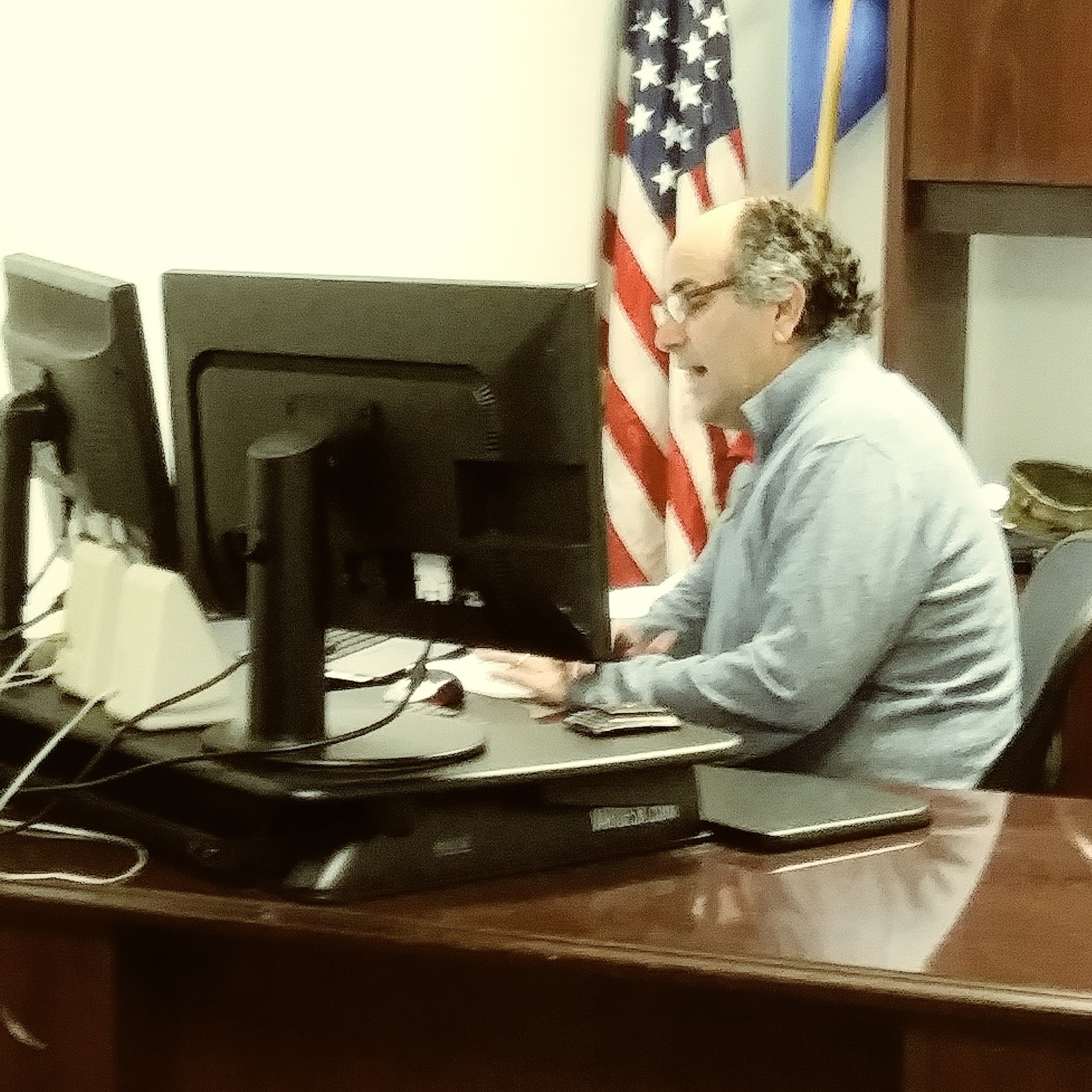 Chief Proietti focuses on his prepared presentation created in PowerPoint and featured in the Zoom conferencing.