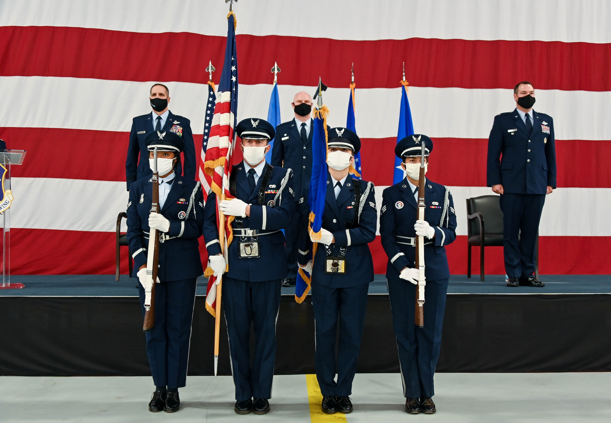 The 507th Air Refueling Wing welcomes a new wing commander, Col. Michael Parks, during a change of command ceremony Nov. 8, 2020, at Tinker Air Force Base, Oklahoma. (U.S. Air Force photo by Senior Airman Mary Begy)