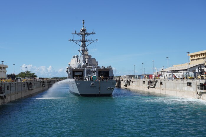 Pearl Harbor Naval Shipyard and Intermediate Maintenance Facility successfully undocked Arleigh Burke-class guided-missile destroyer USS Wayne E. Meyer (DDG 108) on Nov. 5. Despite the challenges of COVID-19, the shipyard and its partners remain open for business, executing a major milestone ahead of completing the ship’s Dry Docking Selected Restricted Availability.