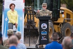 Brig. Gen. Caroline M. Miller, 502d Air Base Wing and Joint Base San Antonio commander, speaks during the Lindbergh Demolition Project partnership recognition event, Nov. 10, 2020, in Universal City, Texas.