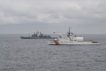 U.S. Coast Guard Cutter Legare (WMEC 912) and Peruvian Navy vessel BAP Bolognessi (FM 57) conduct naval formations during a training exercise for UNITAS LXI off the coast of Manta, Ecuador, Nov. 7, 2020.