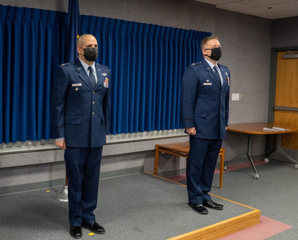 Alaska Air National Guard Col. Matthew Calabro succeeds Col. Kenneth Radford as 176th Mission Support Group commander .