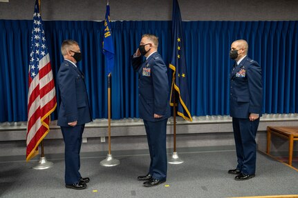 Alaska Air National Guard Col. Matthew Calabro succeeds Col. Kenneth Radford as 176th Mission Support Group commander .