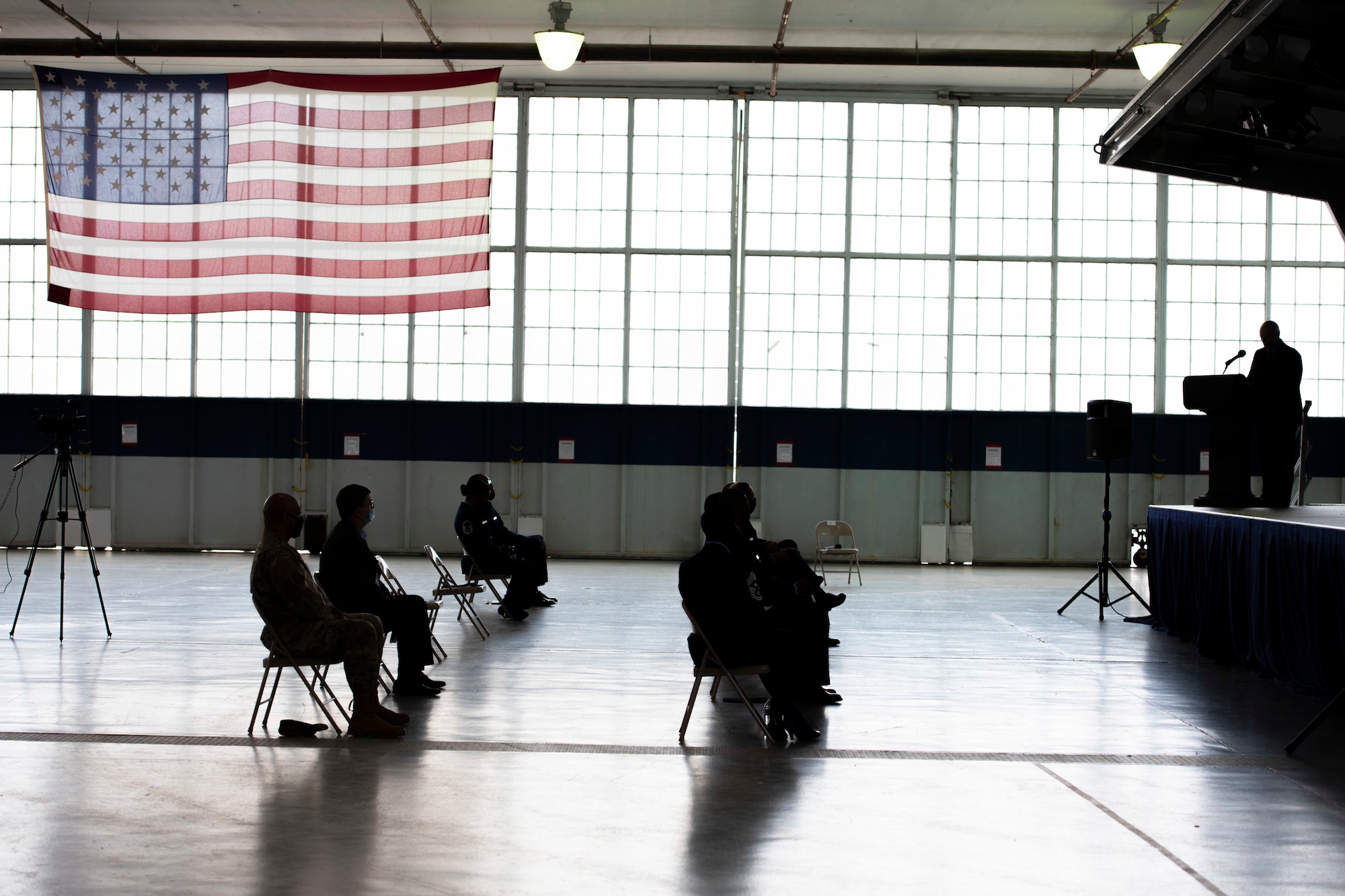 Dr. Silvano Wueschner, Air University historian, speaks during Maxwell Air Force Base's Veteran's Day ceremony Nov. 11, 2020. In attendance was Air University and 42nd Air Base Wing leadership, as well as the Mayor of Montgomery Steven Reed. (U.S. Air Force photo by Senior Airman Charles Welty)