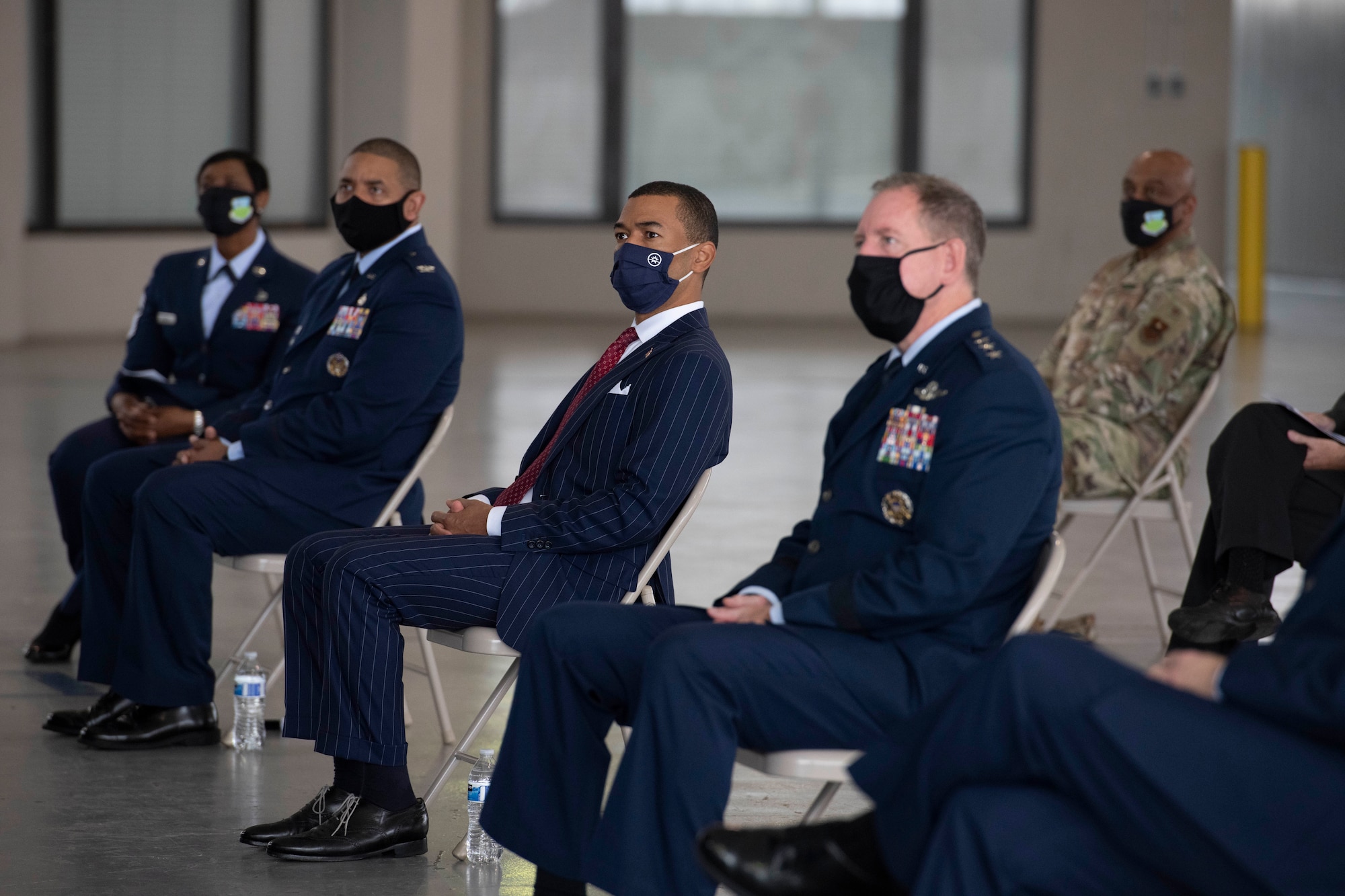 Mayor of Montgomery Steven Reed sits in attendance of Maxwell Air Force Base's Veteran's Day ceremony Nov. 11, 2020. (U.S. Air Force photo by Senior Airman Charles Welty)
