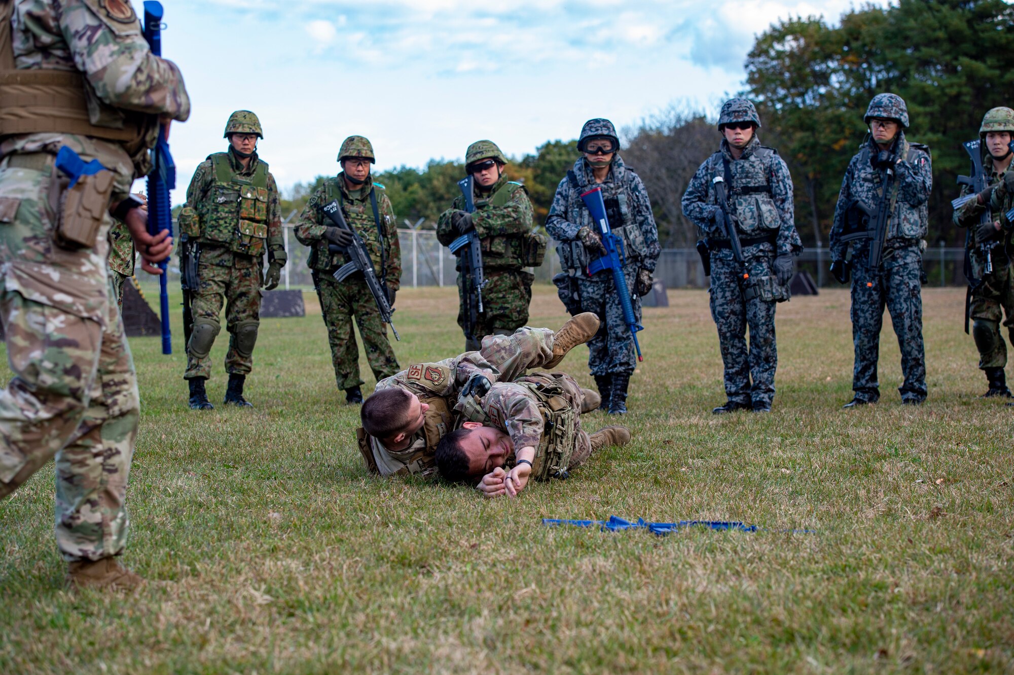 The 35th Security Forces Squadron practiced base defense with their Japanese counterparts during a bilateral Guard and Protect exercise, as part of Keen Sword 21, Oct. 26-28.