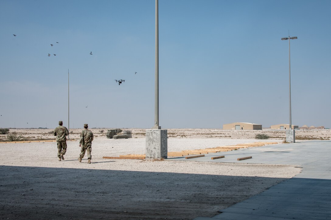 Airmen flying drone