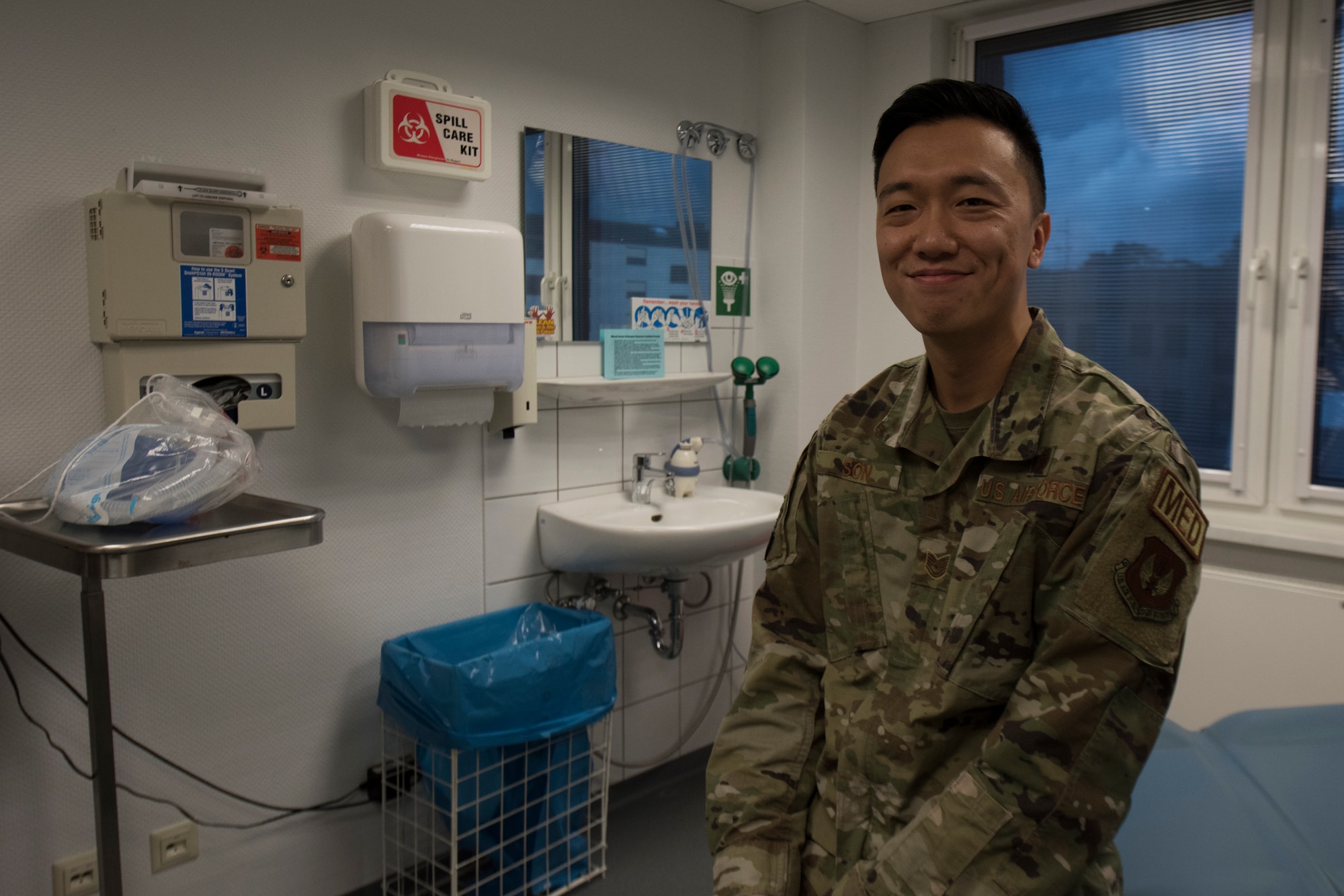 An Airman poses for a photo.