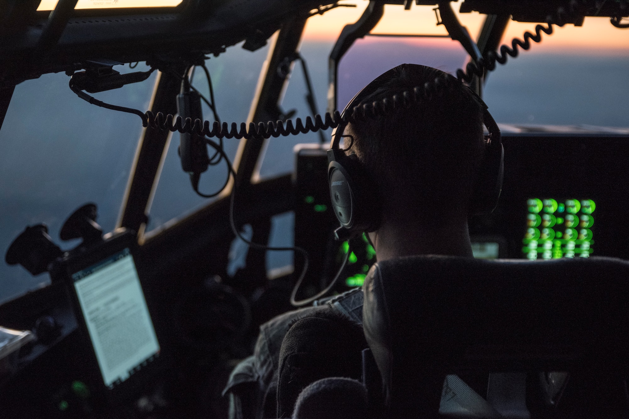 A photo of a pilot flying