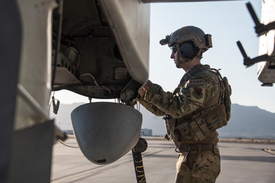 A photo of an Airman doing a FARP mission