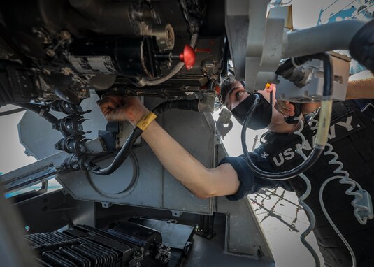 01109-N-WI365-1324 INDIAN OCEAN (Nov. 9, 2020) -- Fire Controlman 2nd Class Samuel Thomas puts a mark-38 25mm gun on safe after a pre-aim calibration live-fire exercise aboard the Arleigh Burke-class guided-missile destroyer USS John S. McCain (DDG 56).