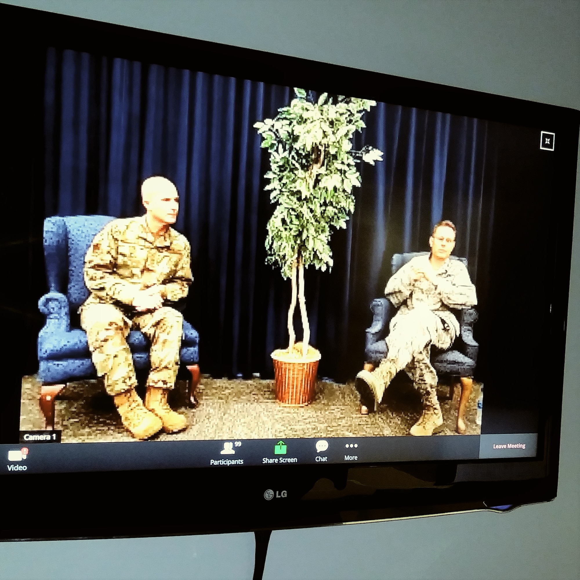 The 940th Air Refueling Wing watched the Zoom question and answer session throughout the headquarters building.