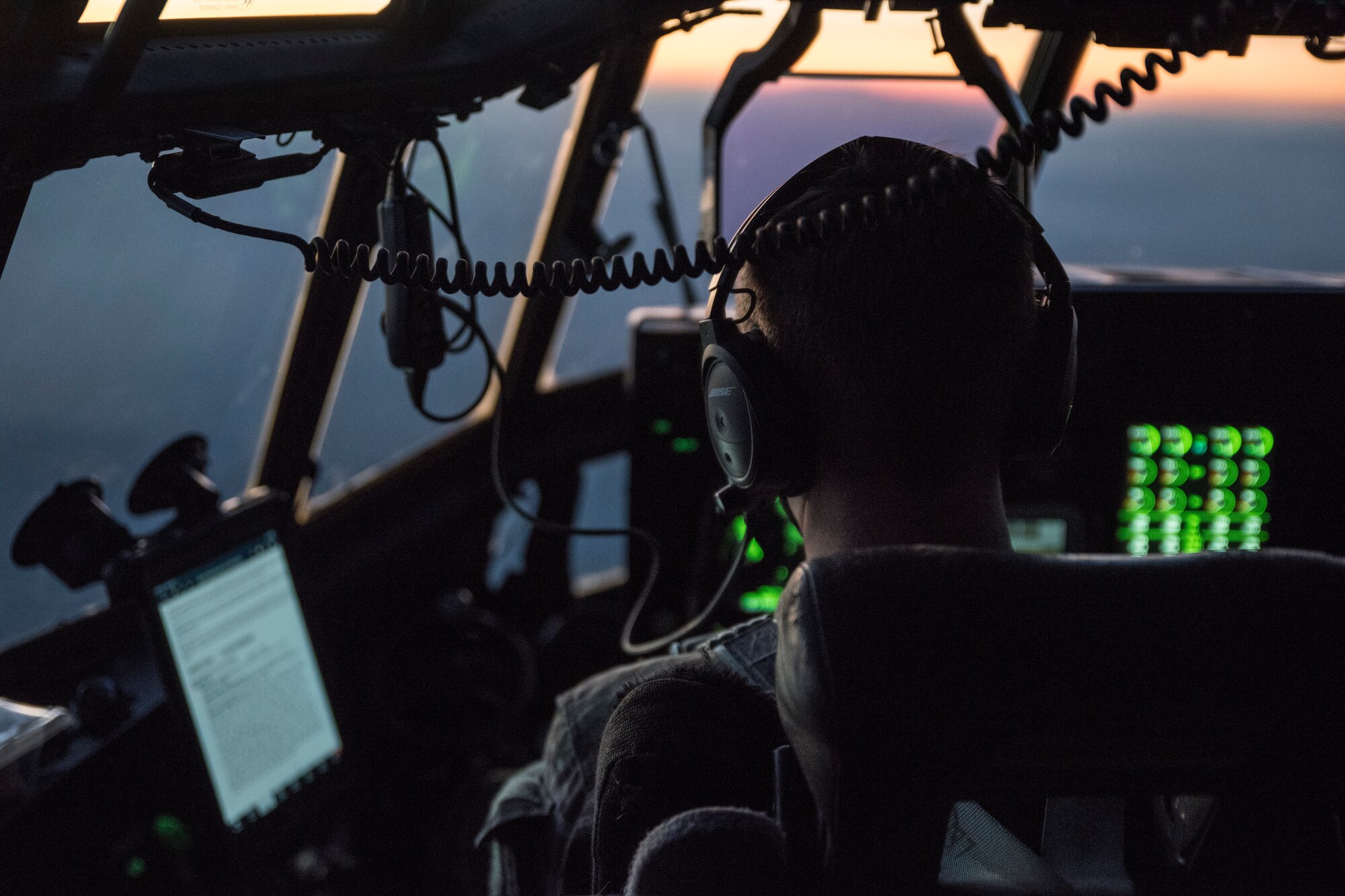 A photo of a pilot flying