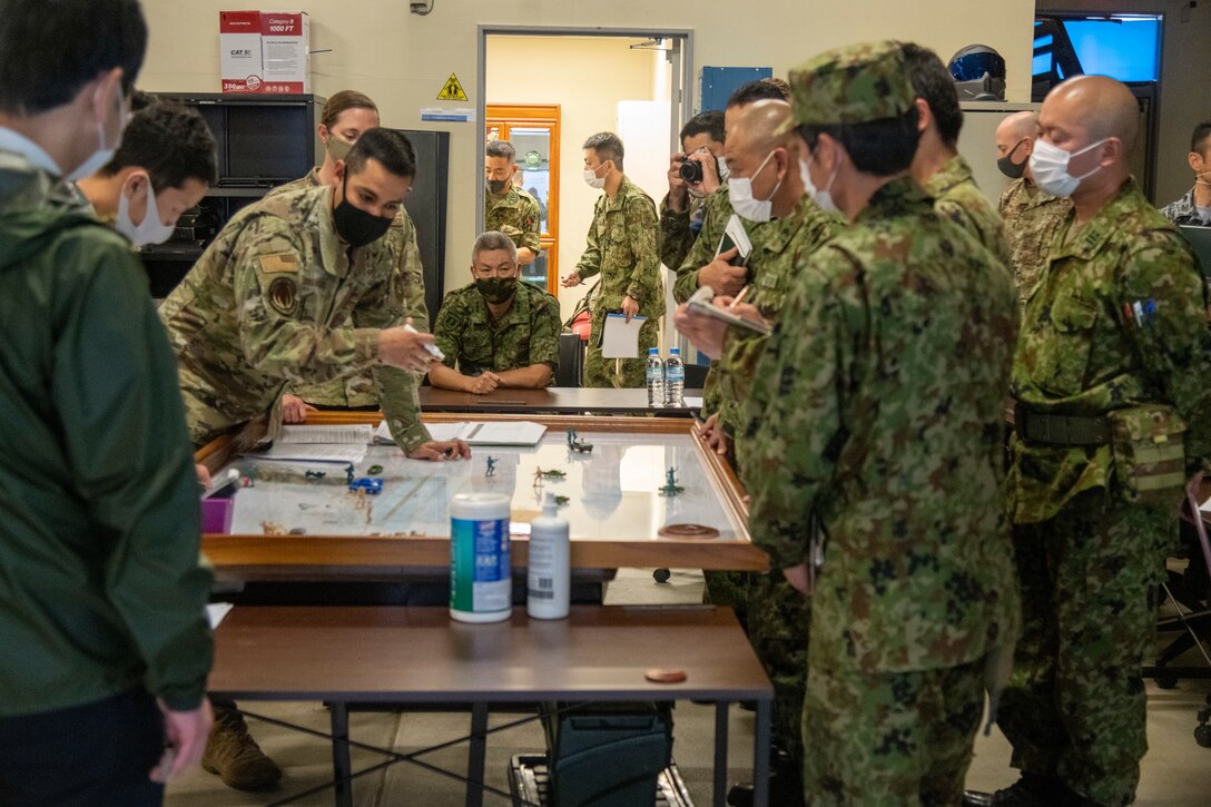 The 35th Security Forces Squadron practiced base defense with their Japanese counterparts during a bilateral Guard and Protect exercise, as part of Keen Sword 21, Oct. 26-28.