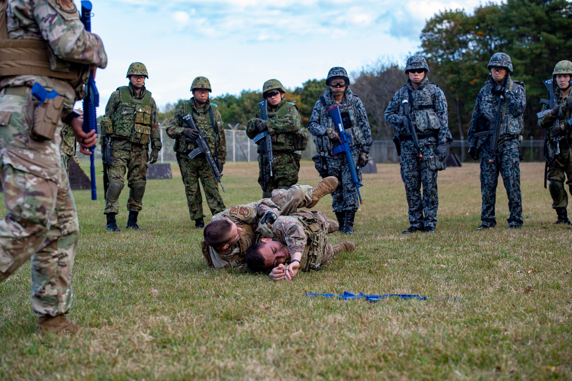The 35th Security Forces Squadron practiced base defense with their Japanese counterparts during a bilateral Guard and Protect exercise, as part of Keen Sword 21, Oct. 26-28.