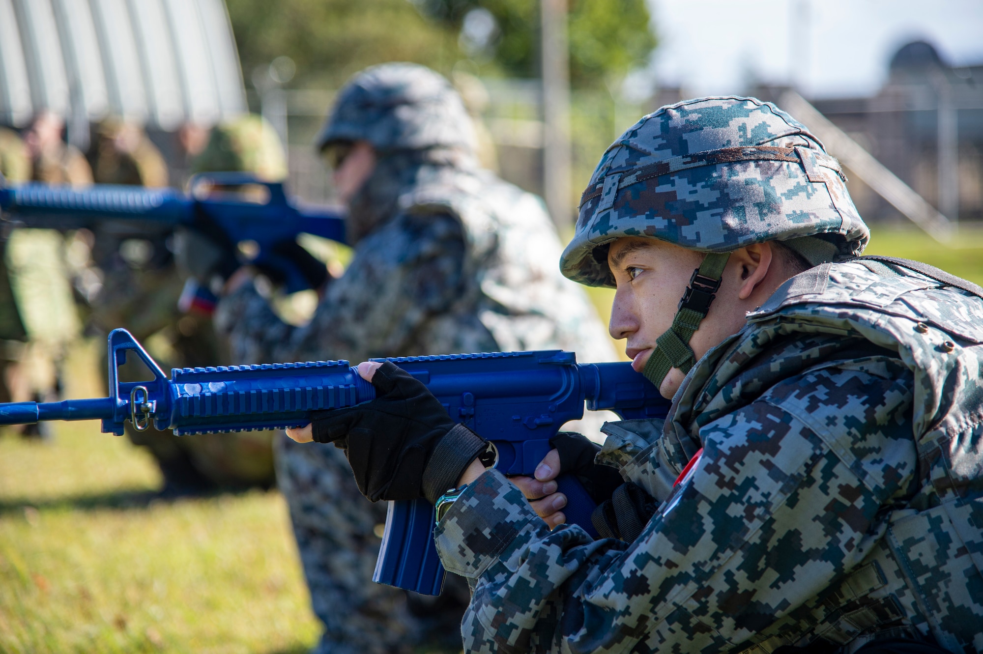 The 35th Security Forces Squadron practiced base defense with their Japanese counterparts during a bilateral Guard and Protect exercise, as part of Keen Sword 21, Oct. 26-28.