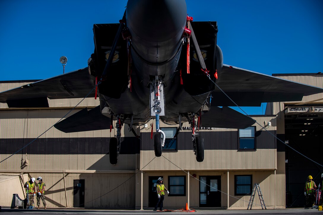More than 50 military service members between the 4th Fighter Wing and 916th Air Refueling Wing Crash Damaged Disabled Aircraft Recovery teams (CDDAR) partook in an F-15E Strike Eagle crane-lift training, as well as KC-46A Pegasus familiarization at Seymour Johnson Air Force Base, North Carolina, Nov. 7, 2020.