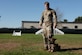 U.S. Air Force Staff Sgt. Devin Leach, 87th Security Forces Squadron military working dog trainer, prepares Erika, dual certified military working dog, for obedience training on Joint Base McGuire-Dix-Lakehurst, Nov. 6, 2020