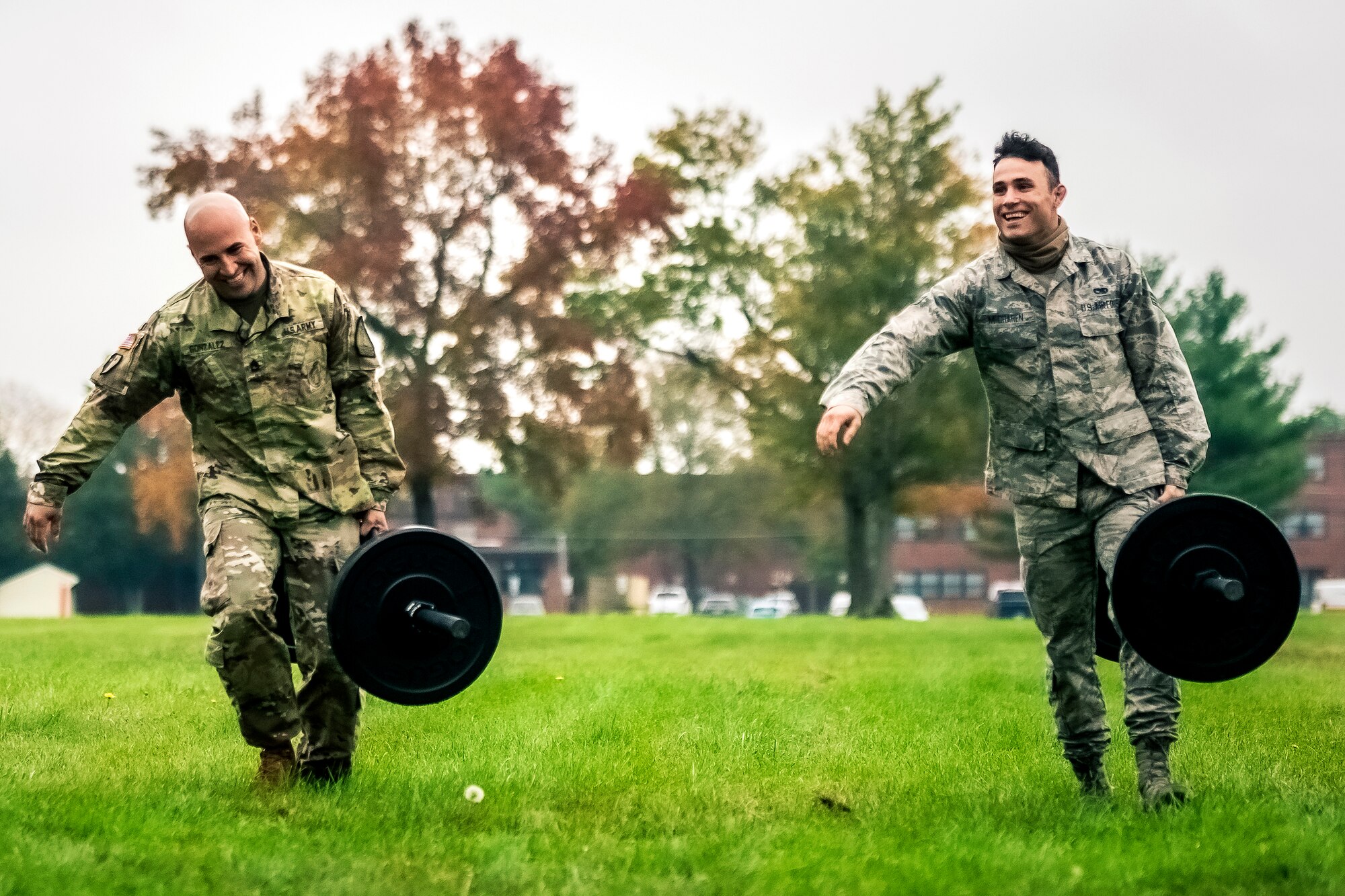 A photo of military member doing physical readiness training.