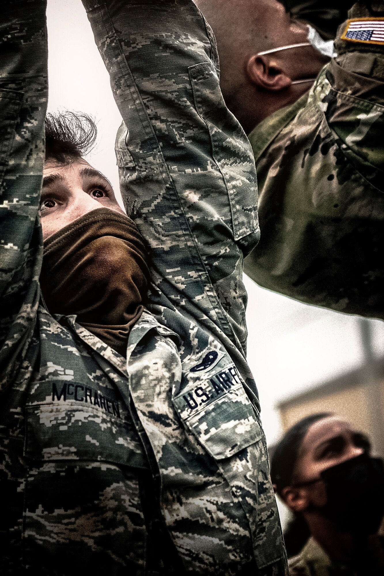 A photo of military member doing physical readiness training.