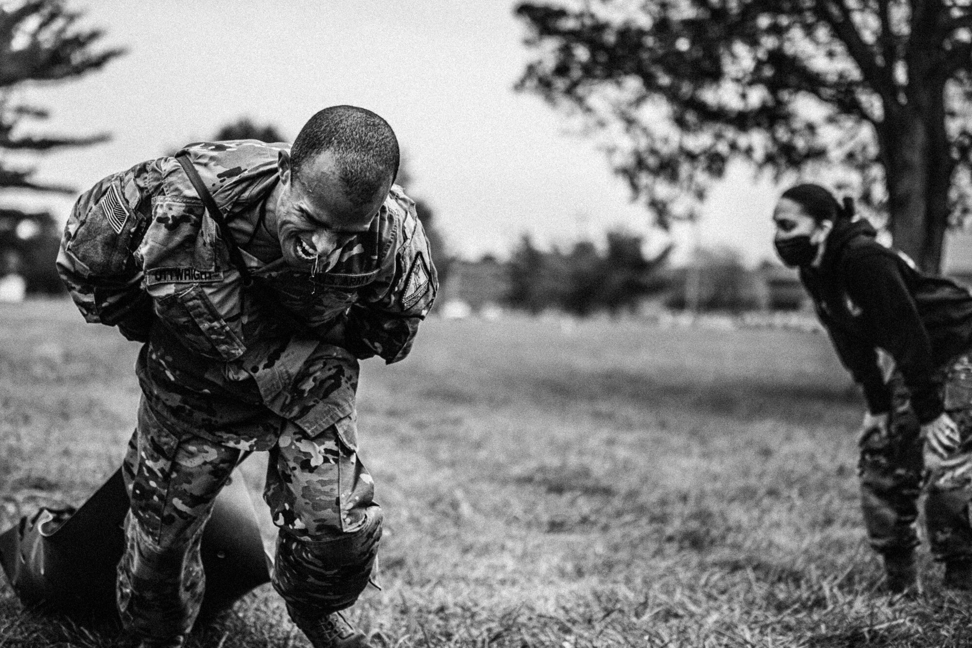 A photo of military member doing physical readiness training.