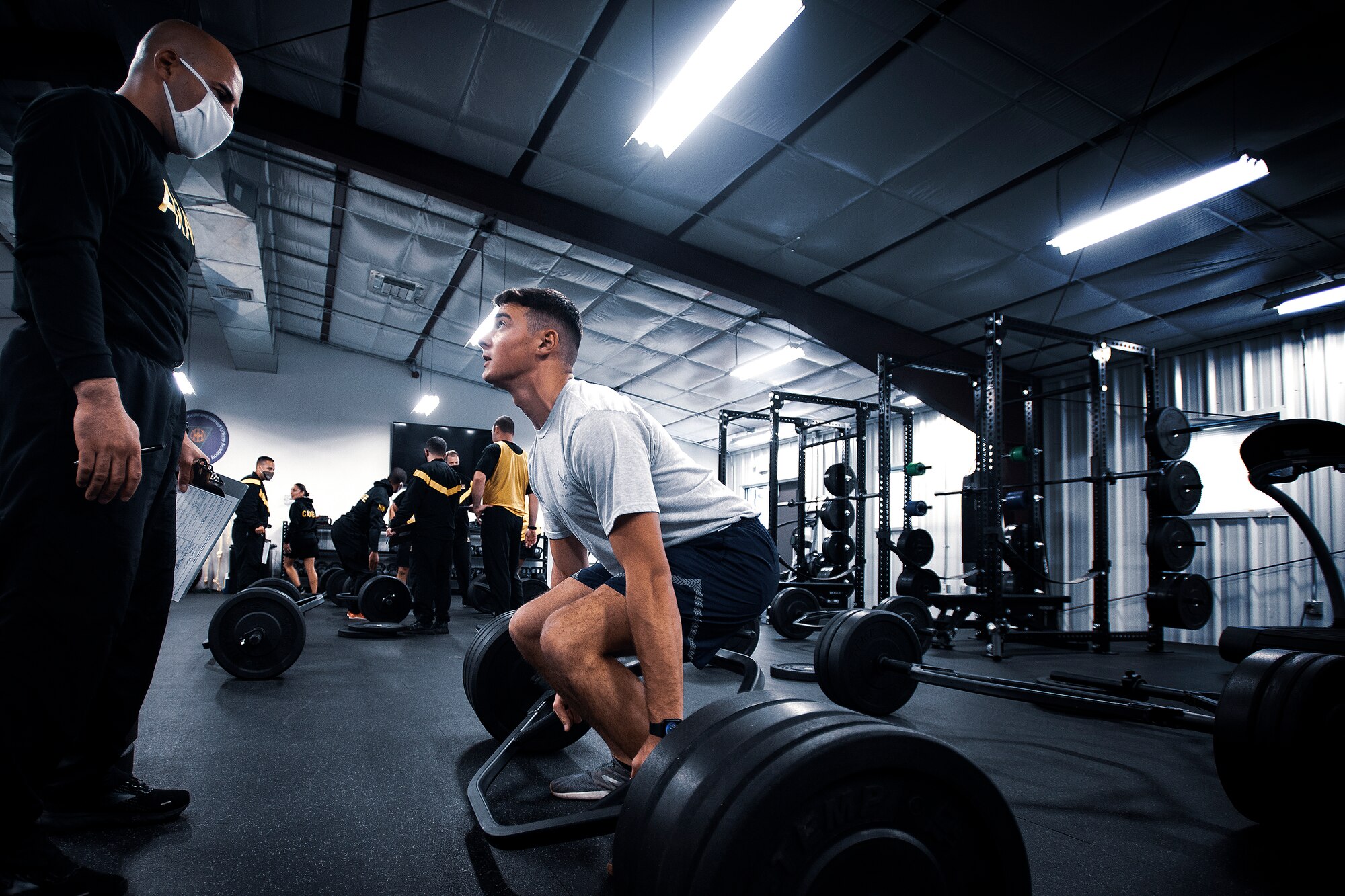 A photo of military member doing physical readiness training.