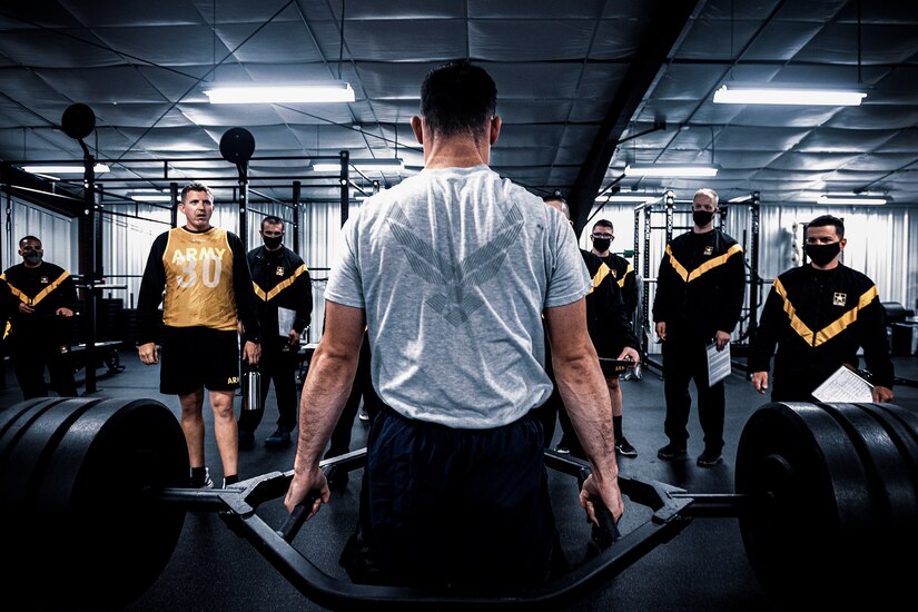 A photo of military member doing physical readiness training.