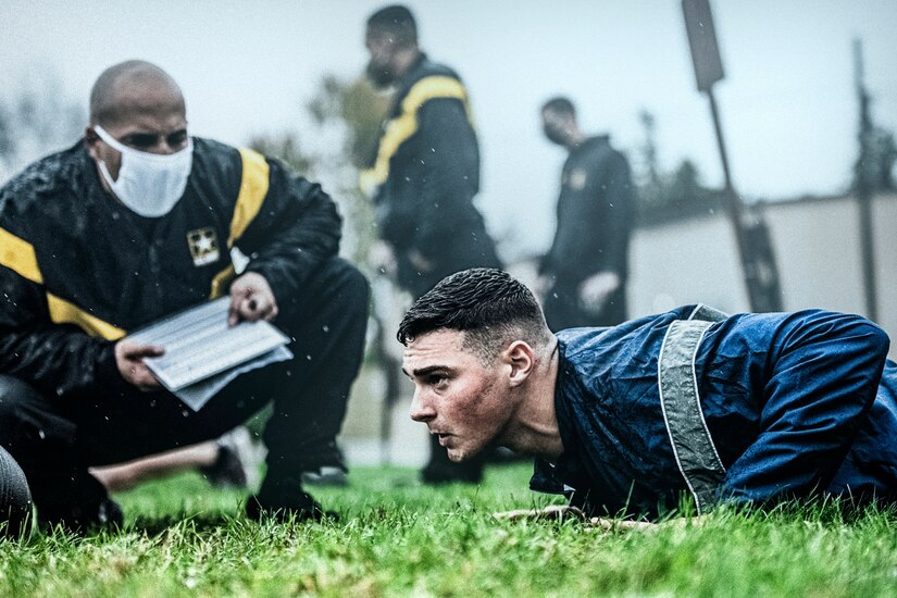 A photo of military member doing physical readiness training.