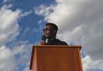 Senior Airman Marcel Williams, 27th Special Operations Wing public affairs broadcaster, speaks at “Gathering for Unity” event