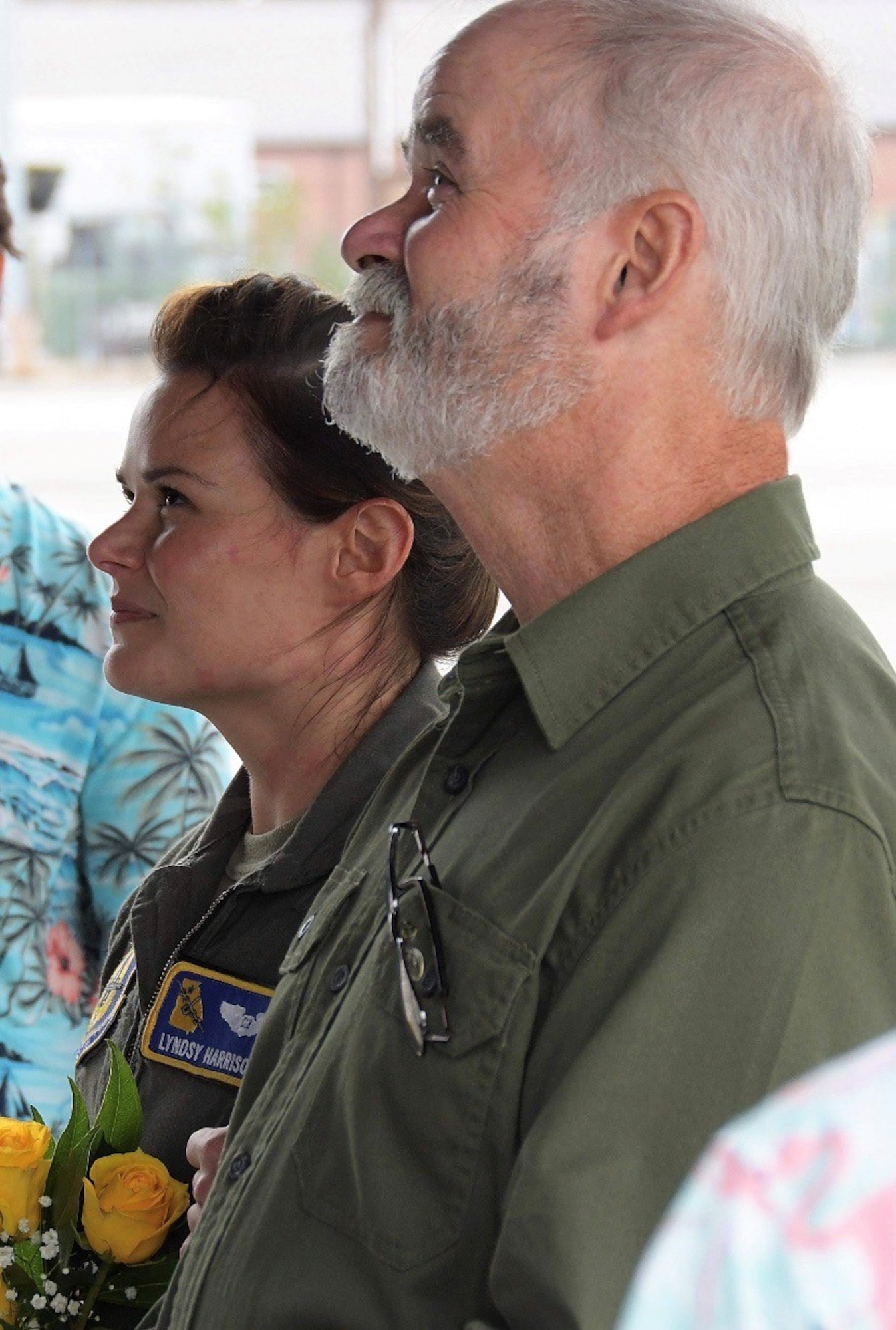 1st Lt. Lyndsy Harrison, a 700th Airlift Squadron navigator, stands at a makeshift altar on the back of a C-130H3 Hercules at Dobbins Air Reserve Base, Nov. 10, 2020. She and Capt. Will Jones, 700th Airlift Squadron pilot, came up with the idea to get married on the back of a C-130 to honor their love of aviation (Courtesy photo)