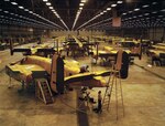 Workers assemble B-25 bombers at North American Aviation, Kansas City, Kansas, October 1942