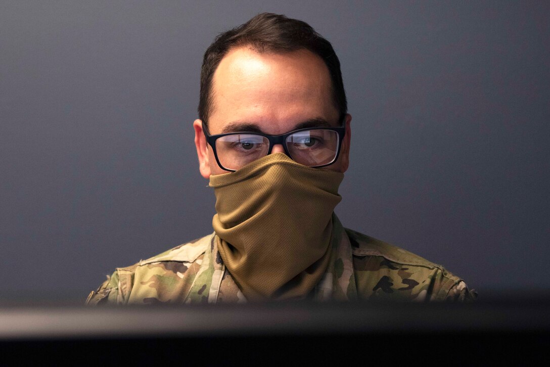 Airman checks email