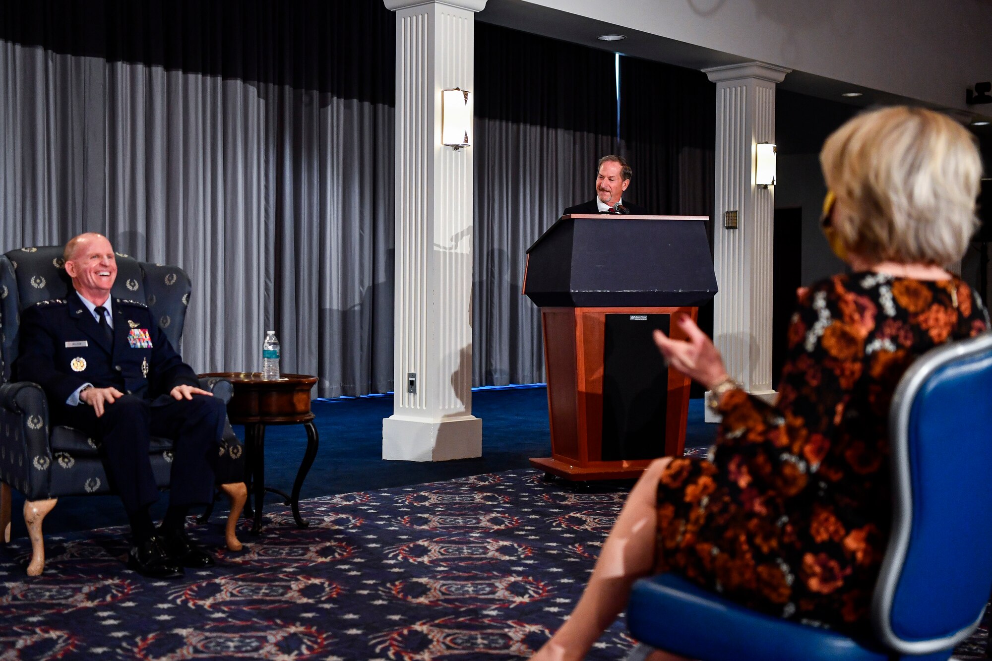 Retired Gen. David L. Goldfein delivers remarks during the retirement ceremony for Air Force Vice Chief of Staff Gen. Stephen W. Wilson at Joint Base Anacostia-Bolling, Washington, D.C., Nov. 13, 2020. Gen. David W. Allvin will succeed Wilson as the 40th Air Force vice chief of staff. (U.S. Air Force photo by Eric Dietrich)