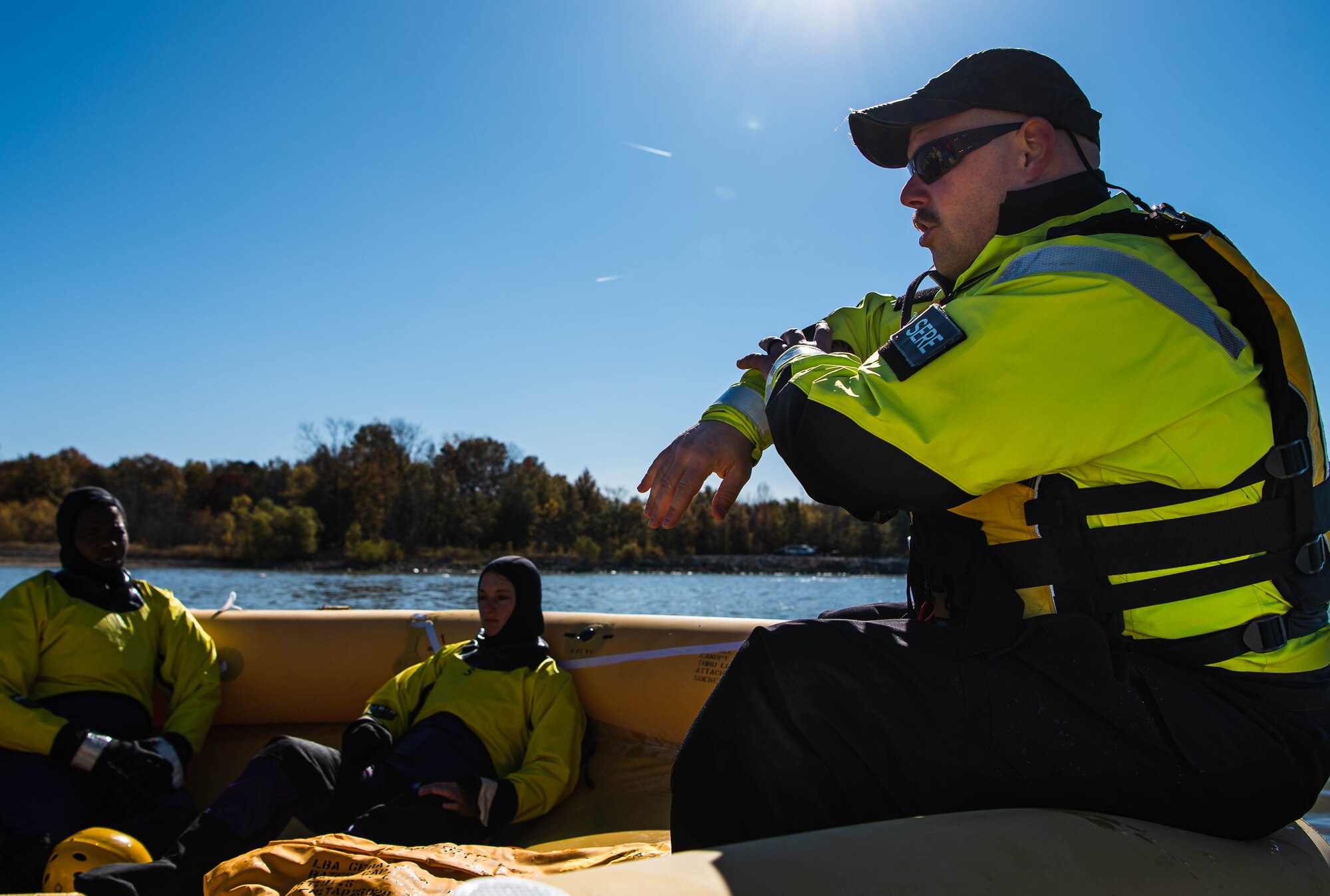 Instructor teaching on a boat