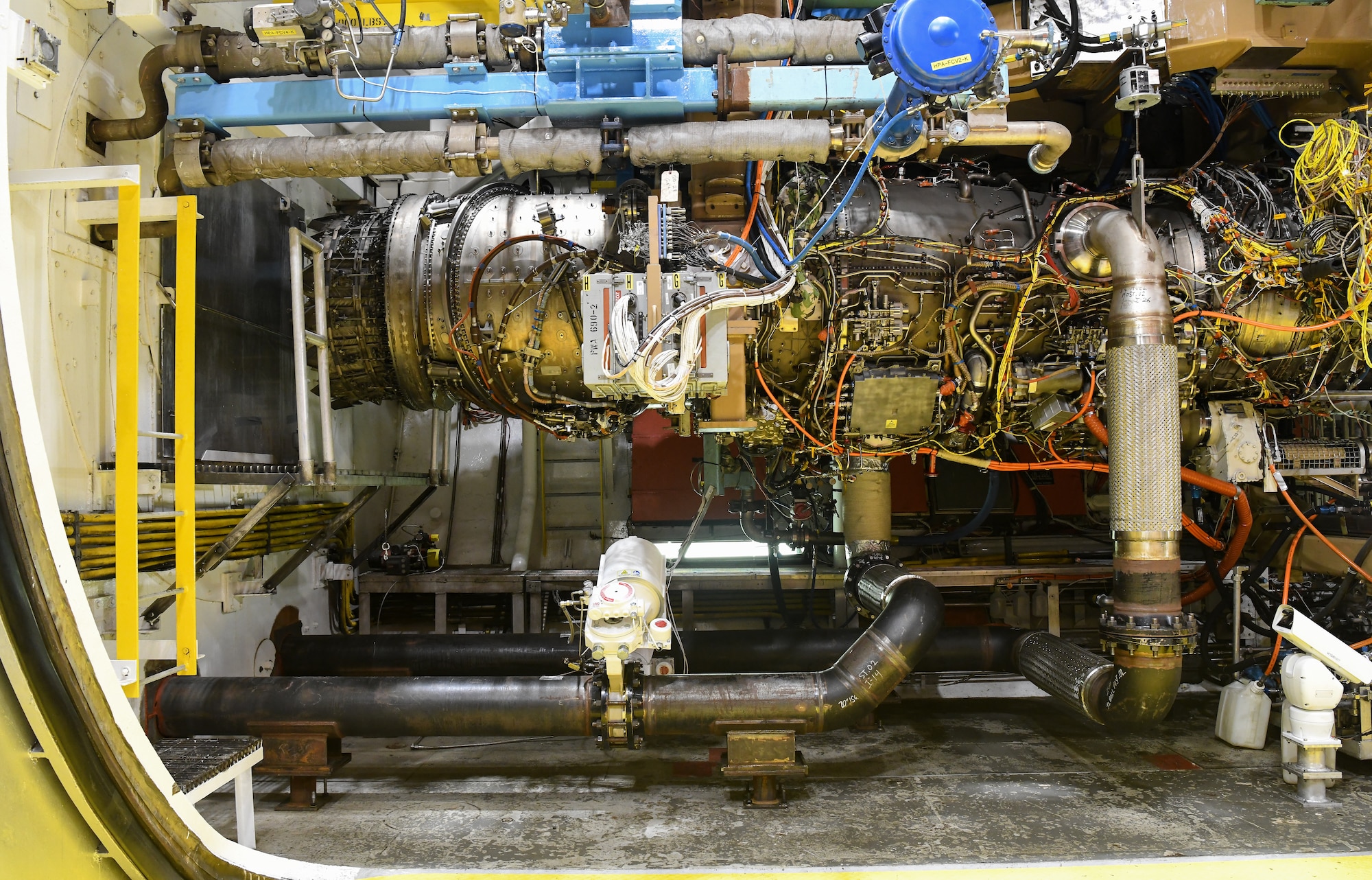 Testing of an F135 engine with a new rotor design is continuing in the J2 test cell of the Engine Test Facility at Arnold Air Force Base, Tenn. The engine is shown in the test cell in this image taken Sept. 2, 2020. (U.S. Air Force photo by Jill Pickett)
