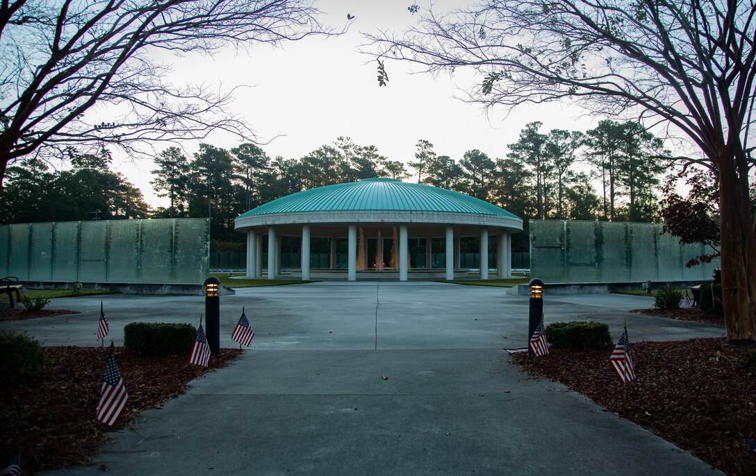 The Vietnam Veterans Memorial stands as recognition for the nearly ten million veterans of the five branches of the Armed Forces who served active duty during the Vietnam era in Jacksonville, North Carolina, Nov. 5, 2020. Veterans Day is a time of reflection and an opportunity to give recognition to men and women who have served in the armed services throughout history. (U.S. Marine Corps photo by Cpl. Ginnie Lee)