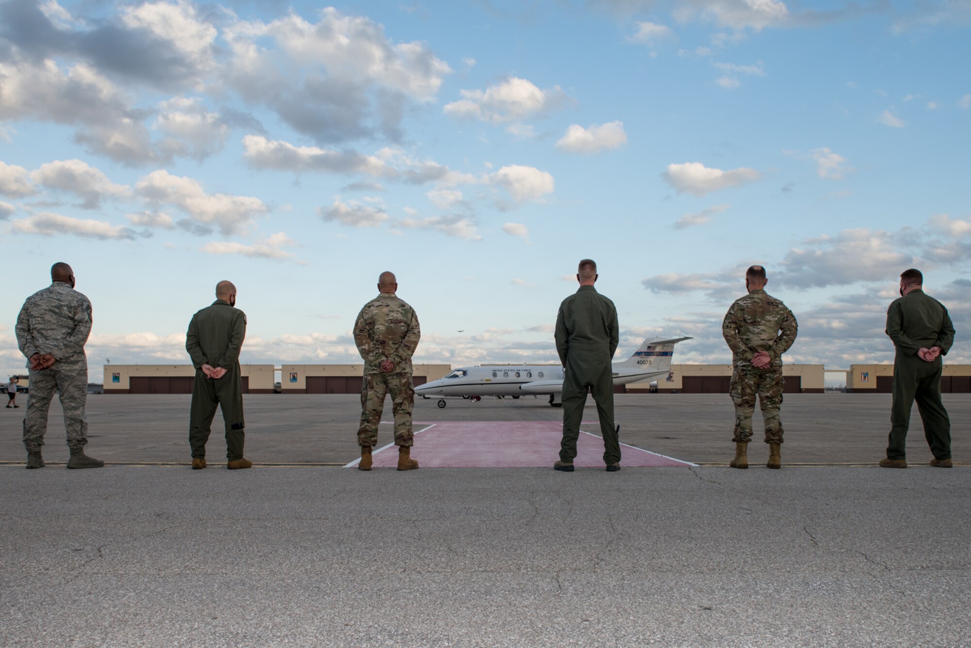 Whiteman Air Force base leadership greets Chief Master Sergeant of the Air Force JoAnne S. Bass
at Whiteman Air Force Base, Missouri, Nov. 9, 2020. The office of the Chief Master Sergeant of the Air Force represents the highest enlisted level of leadership, provides direction for the enlisted corps and represents their interests to the American public and all levels of government. (U.S. Air Force photo by Airman 1st Class Christina Carter)