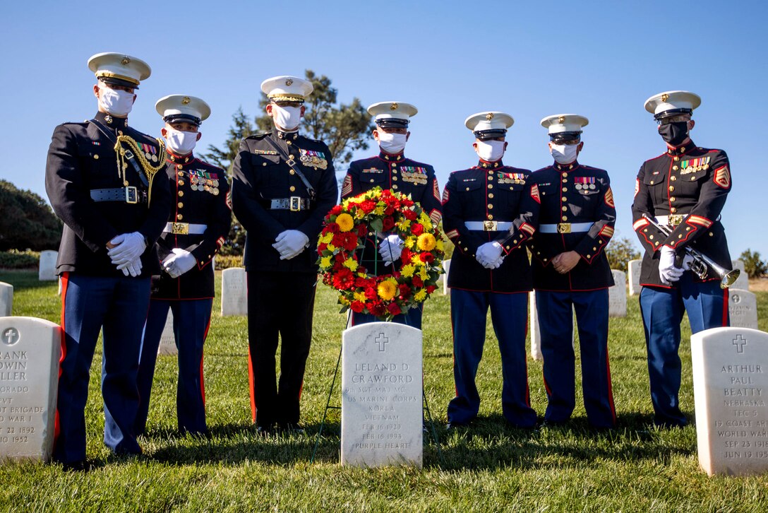WEEKLY TOP SHOT! TOP SHOT WINNER! You voted and we listened, here is this week's winner!!

Marines of Marine Corps Recruit Depot (MCRD), San Diego, stand for a photo at following a wreath laying ceremony at the gravesite of former SgtMaj of the Marine Corps, SgtMaj. Leland D. Crawford, in San Diego, CA, Nov. 10, 2020.The wreath laying ceremony took place as an ongoing tradition of remembering our past Commandants and Sergeant's Major of the Marine Corps on the Marine Corps Birthday. (U.S. Marine Corps photo by Lance Cpl. Zachary T. Beatty)