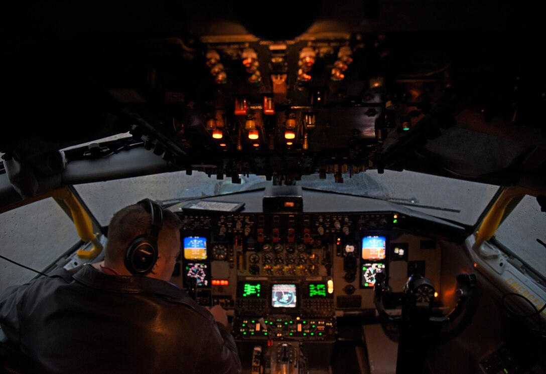 U.S. Air Force Capt. Ryan Turner, 93rd Air Refueling Squadron aircraft commander, performs preflight procedures during a humanitarian relief mission at Fairchild Air Force Base, Washington, Nov. 8, 2020. On top of providing important humanitarian aid, this was important cargo training and for Fairchild’s aircrew members. (U.S. Air Force by Staff Sgt. Jesenia Landaverde)