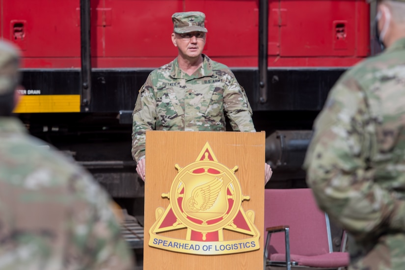 Soldier speaking at memorandum of agreement ceremony